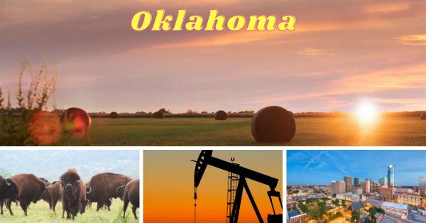 Bilder von Oklahoma, Felder, Bisons, Ölpumpe und Oklahoma City